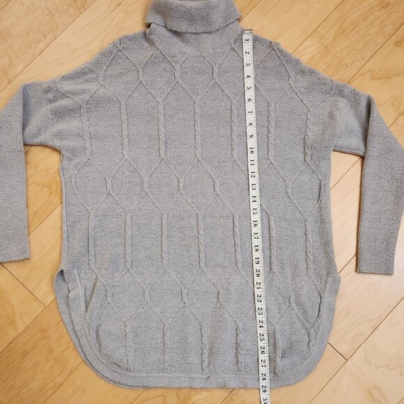 Grey Knit Long Sweater Turtleneck One Size Fits All Washable Winter - Picture 11 of 15